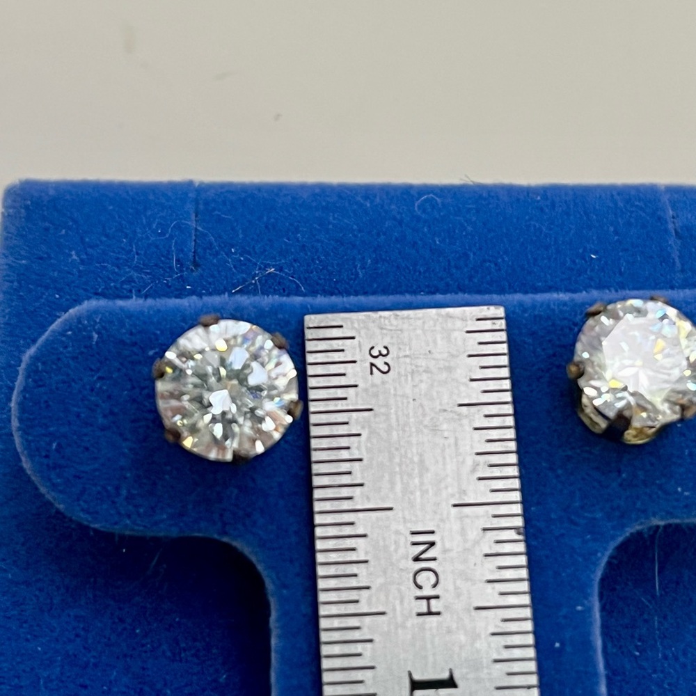 Sterling Silver CZ Stud Earrings with Brilliant Sparkle - Picture 4 of 4